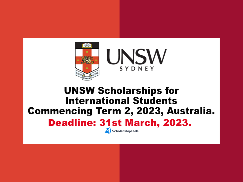 UNSW Scholarships for International Students Commencing Term 2, 2023, UK.